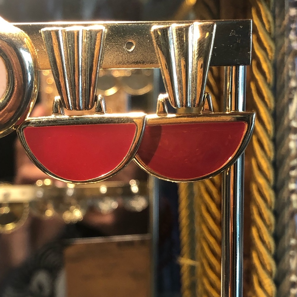 Retro Red and Gold 70's  Earring